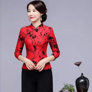 Red Women Chinese Ethnic Flower Lace Top 2018 Fall New Mandarin Collar Shirts Blouse Plus Size 4XL Tang Wedding Clothing
Red Women Chinese Ethnic Flower Lace Top 2018 Fall New Mandarin Collar Shirts Blouse Plus Size 4XL Tang Wedding Clothing
