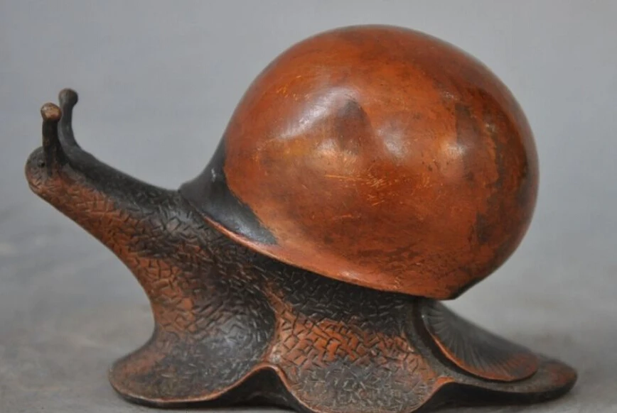 

Chinese FengShui Bronze Animals Auspicious Snail Escargot Helix Statue Sculpture