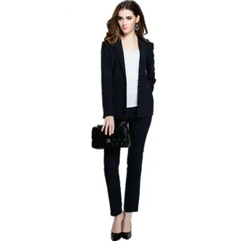 Women suits with pants fashion lady OL vocational suit black long sleeve business formal occasions women custom suit 
Women suits with pants fashion lady OL vocational suit black long sleeve business formal occasions women custom suit
