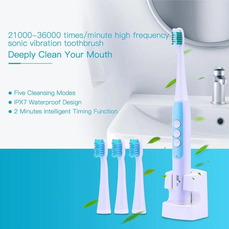 LANSUNG Sonic Electric Toothbrush Waterproof Wireless Rechargeable 4 Pcs Replaceable Brush Head Timer Teeth Toothbrush Oral Care
LANSUNG Sonic Electric Toothbrush Waterproof Wireless Rechargeable 4 Pcs Replaceable Brush Head Timer Teeth Toothbrush Oral Care