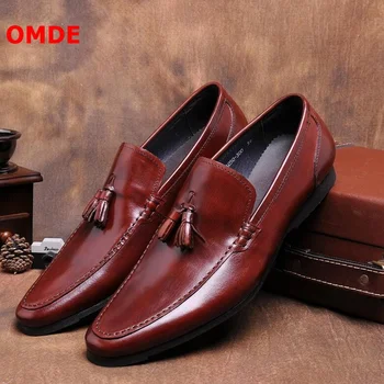 OMDE British Style Genuine Leather Pointed Toe Loafers With Tassels Fashion Slip On Mens Dress Shoes Luxury Men's Slippers
OMDE British Style Genuine Leather Pointed Toe Loafers With Tassels Fashion Slip On Mens Dress Shoes Luxury Men's Slippers