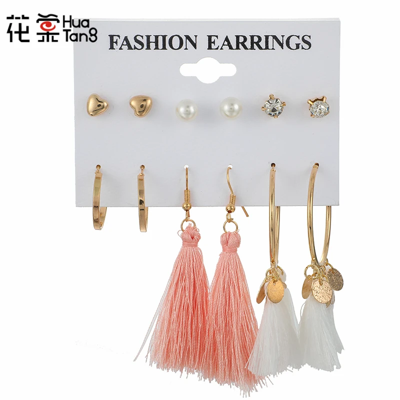 HuaTang Bohemian Colorful Tassel Crystal Pearl Stud Earrings Round Sequin Long Tassel Earrings Brincos Earrings Set Orecchino
HuaTang Bohemian Colorful Tassel Crystal Pearl Stud Earrings Round Sequin Long Tassel Earrings Brincos Earrings Set Orecchino