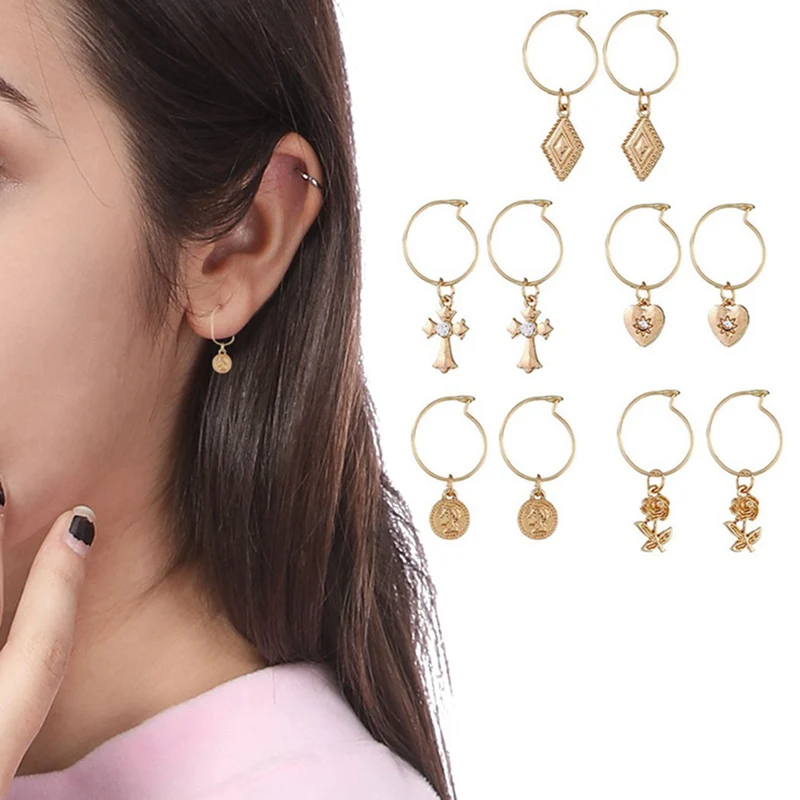 2019 Fashion 5 Pairs Circle Round Hoop Earrings Women Gold Color Heart Queen Rose Crystal Hiphop Brincos Boho Jewelry Gifts
2019 Fashion 5 Pairs Circle Round Hoop Earrings Women Gold Color Heart Queen Rose Crystal Hiphop Brincos Boho Jewelry Gifts