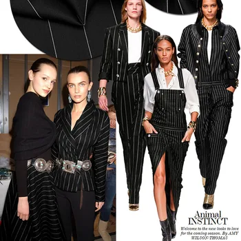 The import of high-grade black and white striped trousers elastic worsted fabric by sub suit fabric black dress
The import of high-grade black and white striped trousers elastic worsted fabric by sub suit fabric black dress