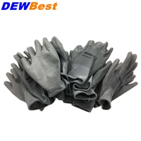 DEWBest 12/24pairs 13G black PU Work Gloves Palm Coated working gloves,Workplace Safety Supplies,Safety Gloves guantes trabajo image
