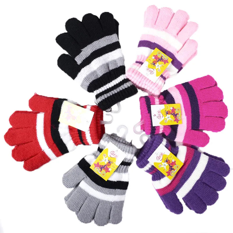 Children Girls Boys Kids Magic Stretchy Mittens Knitted Baby Gloves Winter Warmer New