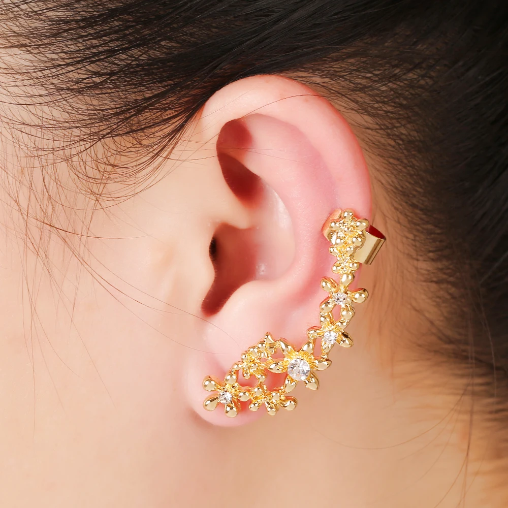 Fashion Gold Silver Plated Hollow Flowers Leaf Crystal Ear Cuff Jewelry For Women Gift Zinc Alloy Clip Earrings
Fashion Gold Silver Plated Hollow Flowers Leaf Crystal Ear Cuff Jewelry For Women Gift Zinc Alloy Clip Earrings