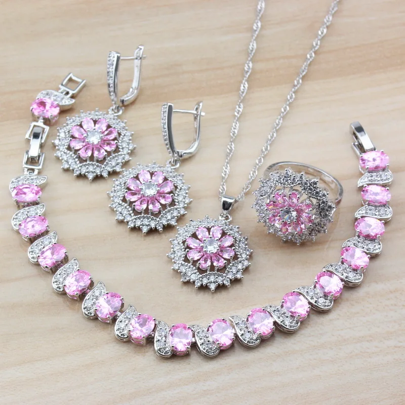 Good-Looking Young Women Wedding Jewelry Sets 925 Silver Pink Cubic Zircon Crystal Dangle Earrings/Necklace/Bracelet/Ring Sets
Good-Looking Young Women Wedding Jewelry Sets 925 Silver Pink Cubic Zircon Crystal Dangle Earrings/Necklace/Bracelet/Ring Sets