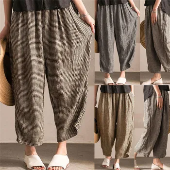 hirigin Womens casual Cotton Blend and linen Stretch Wide leg female loose Loose Leisure Pants ladies plaid new fashion Trousers
hirigin Womens casual Cotton Blend and linen Stretch Wide leg female loose Loose Leisure Pants ladies plaid new fashion Trousers