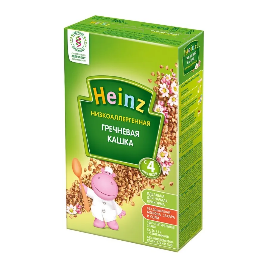 Кашка Heinz низкоаллергенная гречневая с 4 месяцев 200 г | Мать и ребенок