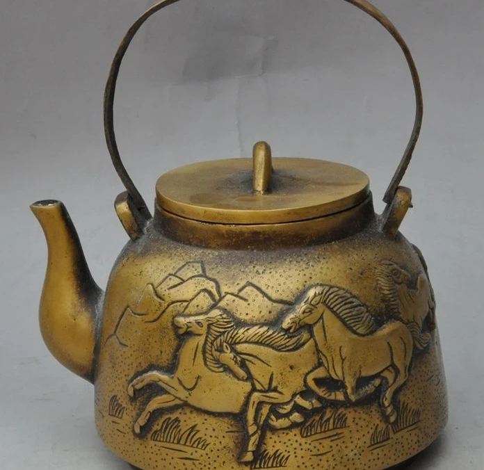 7" mark old chinese fengshui bronze horse steed lucky statue Wine Tea Pot Flagon
7" mark old chinese fengshui bronze horse steed lucky statue Wine Tea Pot Flagon