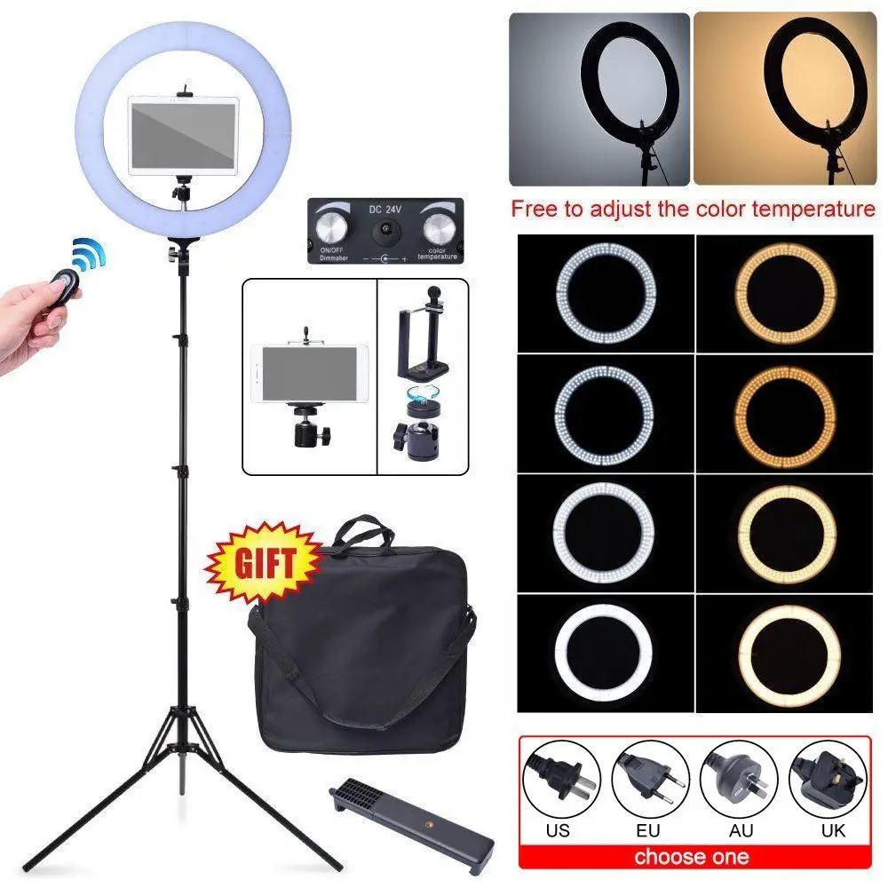 

80W 18" 48cm 2700K~5500K LED Dimmable Diva Ring Light + Camera Phone Tripod Stand for iPad iPhone Studio Photography Video Photo