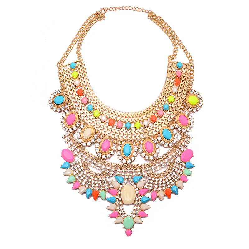 High Quality Fine Jewelry Wholesale Metal Chain Colourful Gem Chunky Statement Necklace Fashion Flower Necklaces & Pendants 5527
High Quality Fine Jewelry Wholesale Metal Chain Colourful Gem Chunky Statement Necklace Fashion Flower Necklaces & Pendants 5527