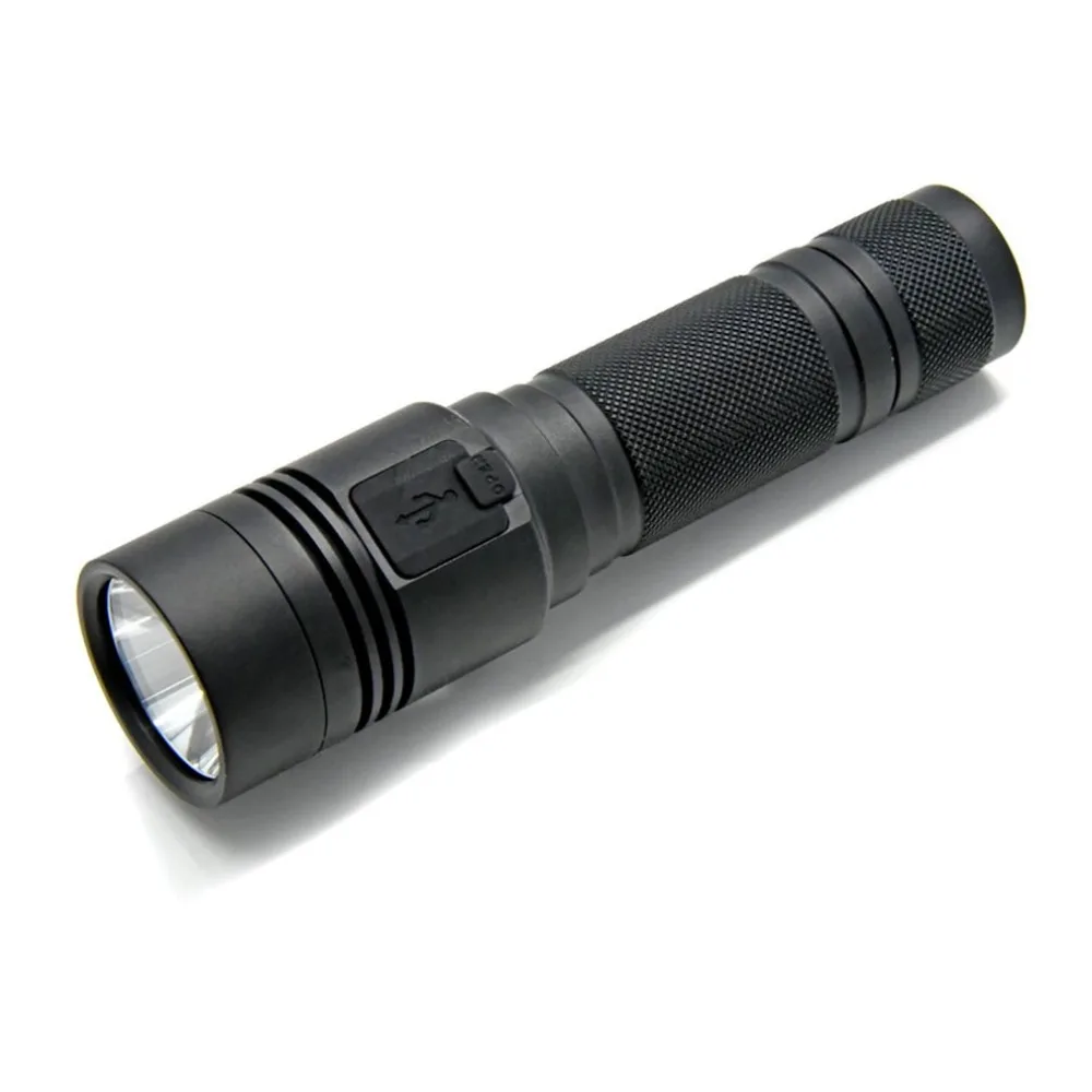 

USB 4 LED 18650 Rechargeable Flashlight 1100LM LED 4-Mode White Flashlight with USB Cable- Black high-low-strobe-sos light