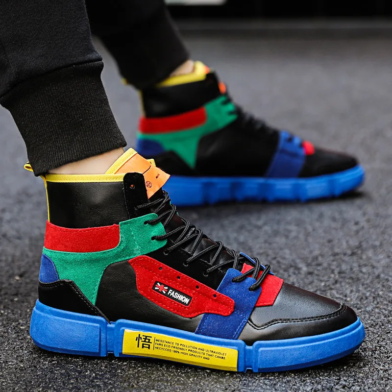 Spring and Autumn Leather High-top Hip-hop Wild Shoes Youth Trend Color Stitching Men's Casual Shoes Men's Fashion Sneakers
Spring and Autumn Leather High-top Hip-hop Wild Shoes Youth Trend Color Stitching Men's Casual Shoes Men's Fashion Sneakers