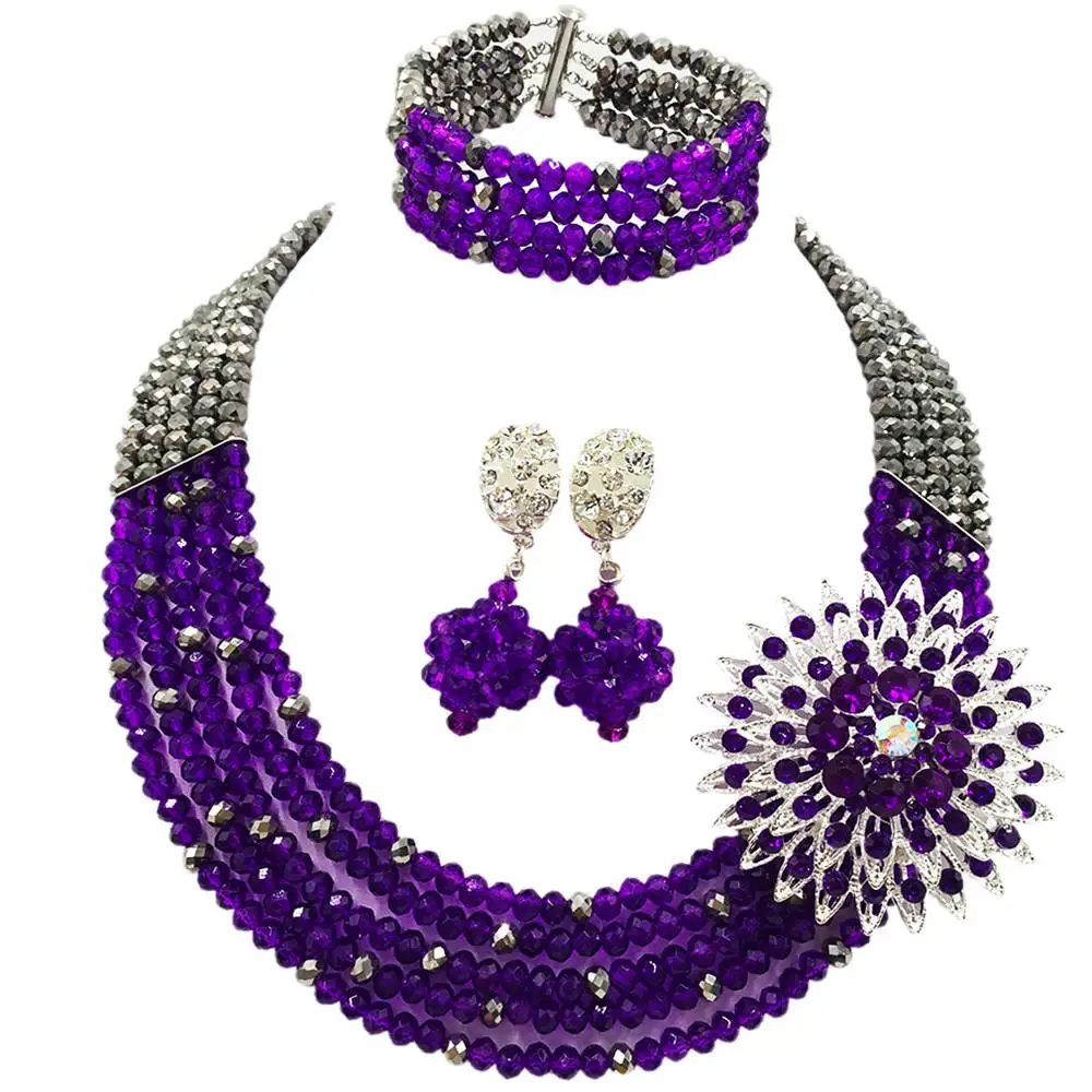 Fashion Silver Purple Nigerian Wedding Necklace Costume African Beads Jewelry Set Crystal 5L-ZJ036
Fashion Silver Purple Nigerian Wedding Necklace Costume African Beads Jewelry Set Crystal 5L-ZJ036