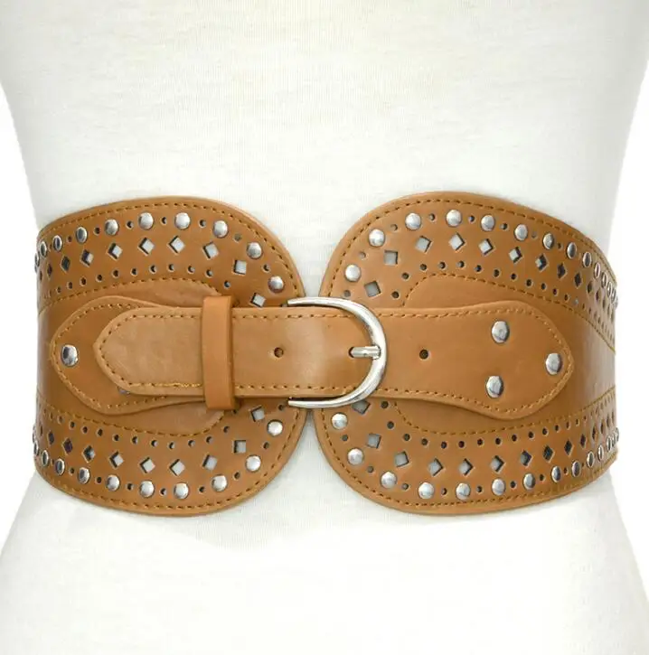 Women's runway fashion hollow out punk rivet leather Cummerbunds female Dress Corsets Waistband Belts decoration wide belt R1433
Women's runway fashion hollow out punk rivet leather Cummerbunds female Dress Corsets Waistband Belts decoration wide belt R1433