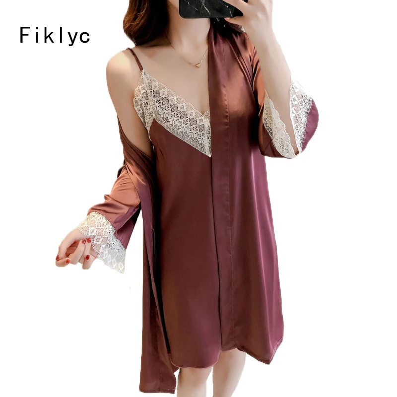 Fiklyc brand two-pieces women's robe sets luxury lounge sleepwear set pijama femme for women nightgown set HOT 2019 pyama set
Fiklyc brand two-pieces women's robe sets luxury lounge sleepwear set pijama femme for women nightgown set HOT 2019 pyama set