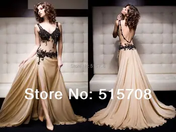 New Spaghetti Strap Prom Gowns High Slit See Through Chiffon Formal Party Backless Evening Dresses Free Shiping
New Spaghetti Strap Prom Gowns High Slit See Through Chiffon Formal Party Backless Evening Dresses Free Shiping