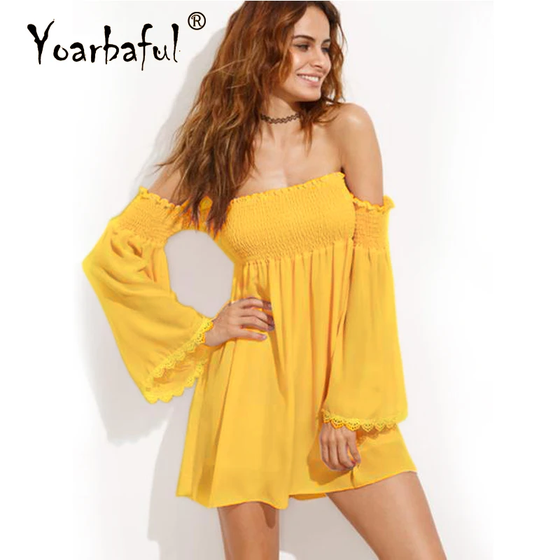 2019 Summer Women Boho Chiffon Slash Neck Dresses Off Shoulder Lace Contrast Bell Long Sleeve Shirred Sexy Party Holiday Vestido
2019 Summer Women Boho Chiffon Slash Neck Dresses Off Shoulder Lace Contrast Bell Long Sleeve Shirred Sexy Party Holiday Vestido