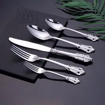 18/10 Stainless Steel Silverware Flatware Western Vintage Steel Tableware Knife Fork Spoon Teaspoon 5PCS Food Service Cutlery
18/10 Stainless Steel Silverware Flatware Western Vintage Steel Tableware Knife Fork Spoon Teaspoon 5PCS Food Service Cutlery
