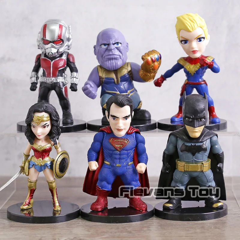 Marvel DC Comics Ant Man Thanos Superman Batman Wonder Woman Captain Marvel Super Heroes PVC Figures Toys 6pcs/set
Marvel DC Comics Ant Man Thanos Superman Batman Wonder Woman Captain Marvel Super Heroes PVC Figures Toys 6pcs/set