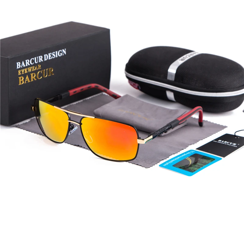 BARCUR Rectangle Polarized Sunglasses Driving Glasses Men's