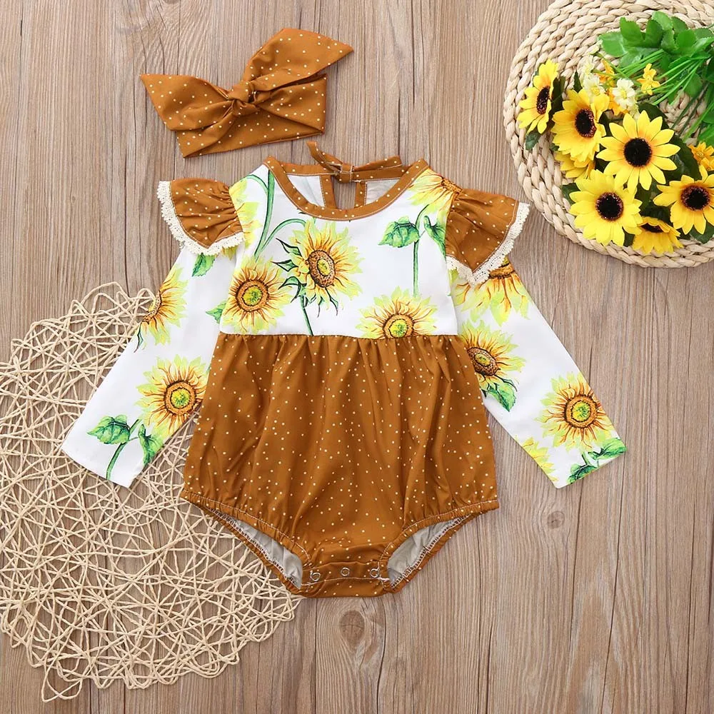 Newborn Baby Girls Casual Cute Dot Sunflower Print Cotton Blend Romper Jumpsuit+HeadbSet Clothes clothes
Newborn Baby Girls Casual Cute Dot Sunflower Print Cotton Blend Romper Jumpsuit+HeadbSet Clothes clothes