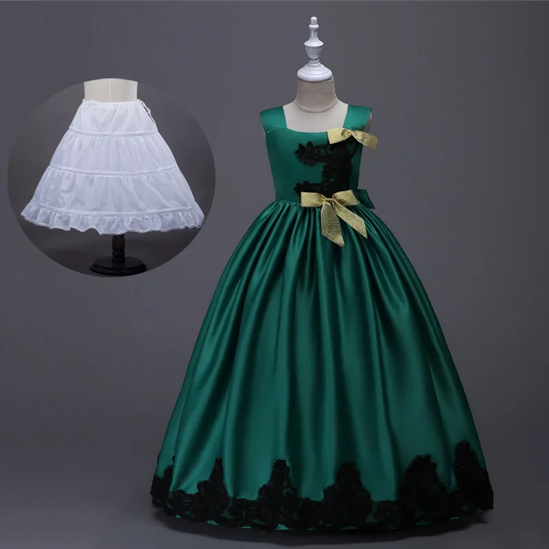 Satin Lace Applique Ball Gown for Little Girl Elegant Prom Dress Emerald Green Yellow Red Blue Purple Kids Formal Dresses Long 
Satin Lace Applique Ball Gown for Little Girl Elegant Prom Dress Emerald Green Yellow Red Blue Purple Kids Formal Dresses Long
