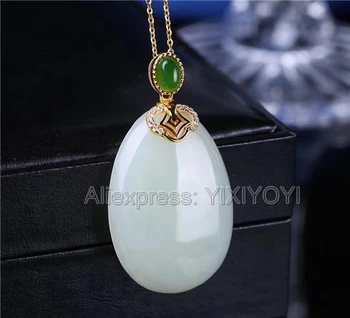 925 Sterling Silver White Green HeTian Jade Round Buckle Dangle Design Lucky Pendant + Chain Necklace Fine Jewelry Charm Gift
925 Sterling Silver White Green HeTian Jade Round Buckle Dangle Design Lucky Pendant + Chain Necklace Fine Jewelry Charm Gift