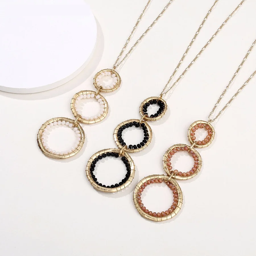 Worn Gold Plating Long Chain Triple Metal Circle Pendant Necklace Jewellery Women Crystal Necklace
Worn Gold Plating Long Chain Triple Metal Circle Pendant Necklace Jewellery Women Crystal Necklace