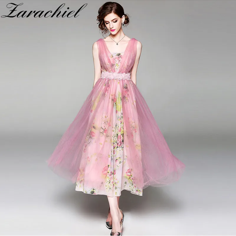 Two Piece Summer Flower Print Strap Chiffon Dress + Pink Mesh Long Vest Women Dresses Elegant Lining Vestidos With Lace Bow Belt
Two Piece Summer Flower Print Strap Chiffon Dress + Pink Mesh Long Vest Women Dresses Elegant Lining Vestidos With Lace Bow Belt