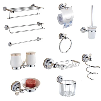 Punch-free Crystal SilverTowel Rack Set Toilet Brush Holder Bathroom Shelf Paper Holder Double Cup Holder Hardware Accessories
Punch-free Crystal SilverTowel Rack Set Toilet Brush Holder Bathroom Shelf Paper Holder Double Cup Holder Hardware Accessories