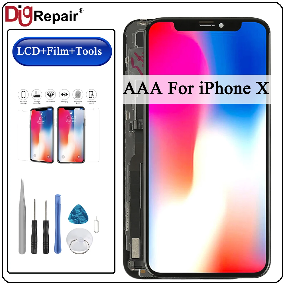 AAA For iPhone X LCD Display Touch Screen Digitizer Assembly Replacement Part for iphone x lcd touch screen For iPhone X display
AAA For iPhone X LCD Display Touch Screen Digitizer Assembly Replacement Part for iphone x lcd touch screen For iPhone X display