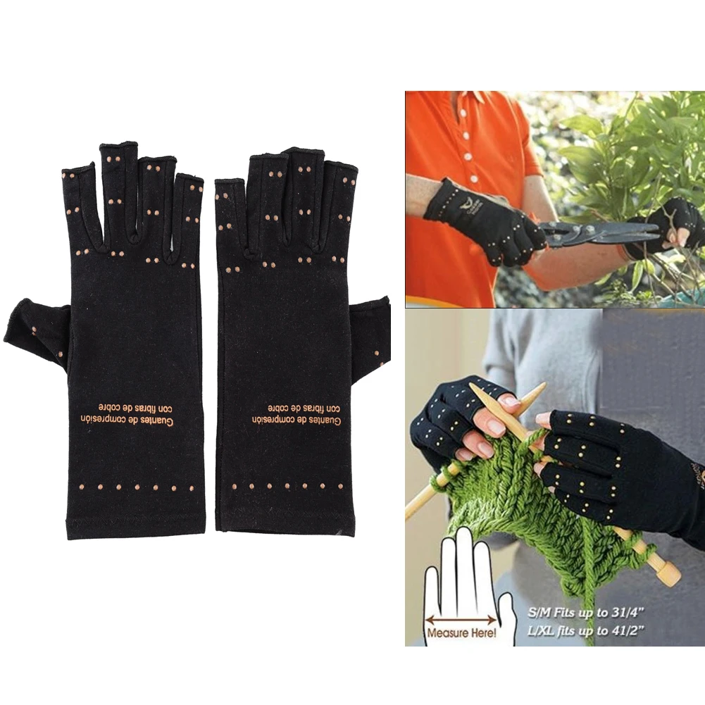 

New Magic Unisex Women Magnetic Arthritis Finger Knuckles Gloves Relief Therapeutic Compression Black