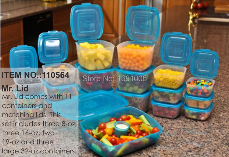 Image New 11 pcs Food Storage with lid,4 different sizes Crisper Sealed refrigerated storage box S004