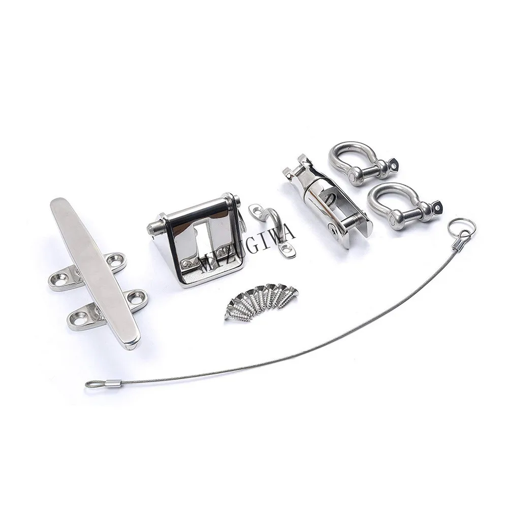 7 pcs Boat Anchor Chain Accessories Kit 6" Cleat Anchor Stopper Swivel D-ring Pad Eye and Lanyard Tether Cable with Screws Kit
7 pcs Boat Anchor Chain Accessories Kit 6" Cleat Anchor Stopper Swivel D-ring Pad Eye and Lanyard Tether Cable with Screws Kit