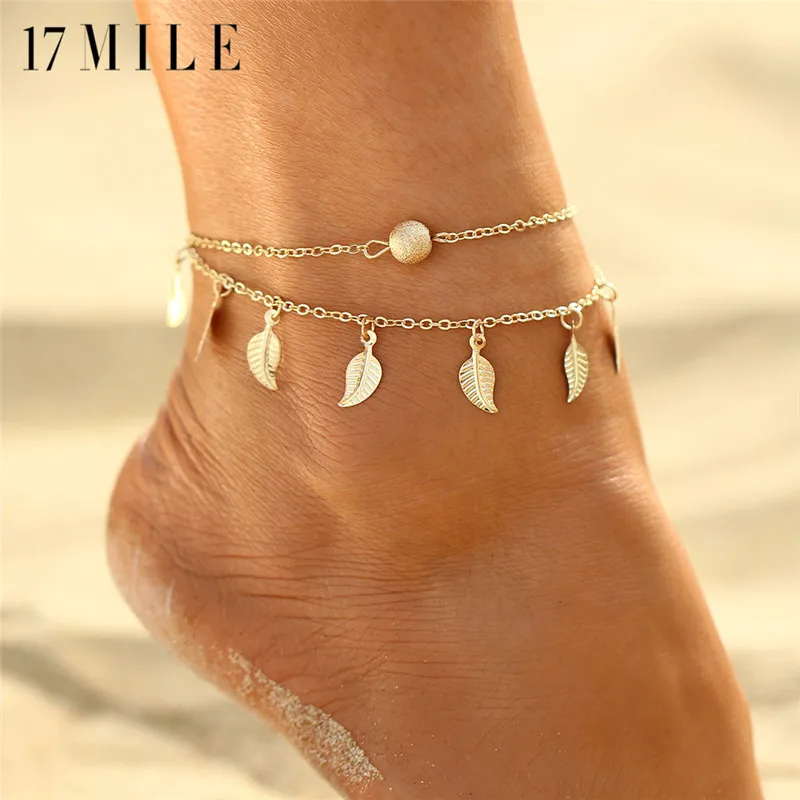 17MILE Bohemian Double Layer Leaves Pendant Anklets For Women Handmade Chain Bead Anklet Summer Beach Foot Jewelry Drop Shipping
17MILE Bohemian Double Layer Leaves Pendant Anklets For Women Handmade Chain Bead Anklet Summer Beach Foot Jewelry Drop Shipping