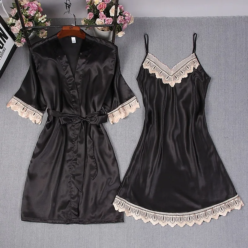 Summer Style Women's Robe & Gown Set Free Shipping Big Size M L XL XXL Bathrobe + Nightdress Two Pieces Satin Sleepwear Hot
Summer Style Women's Robe & Gown Set Free Shipping Big Size M L XL XXL Bathrobe + Nightdress Two Pieces Satin Sleepwear Hot