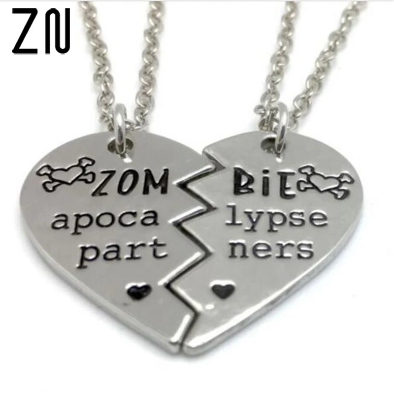 ZN 1 Set "Zombie Apocalypse Partners Best Friend" Pendant Necklace Couples Hand Stamped Heart Necklace For Friends
ZN 1 Set "Zombie Apocalypse Partners Best Friend" Pendant Necklace Couples Hand Stamped Heart Necklace For Friends
