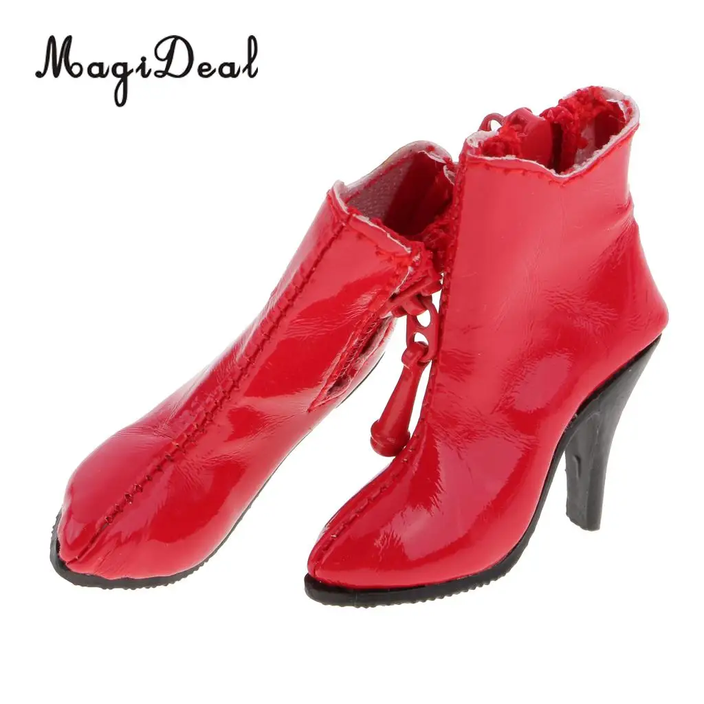 MagiDeal 1/6 Scale PU Leather Female High Heels Ankle Boots Shoes for 12 Inch Action Figure Body Model Acc Girls Gift 3Colors