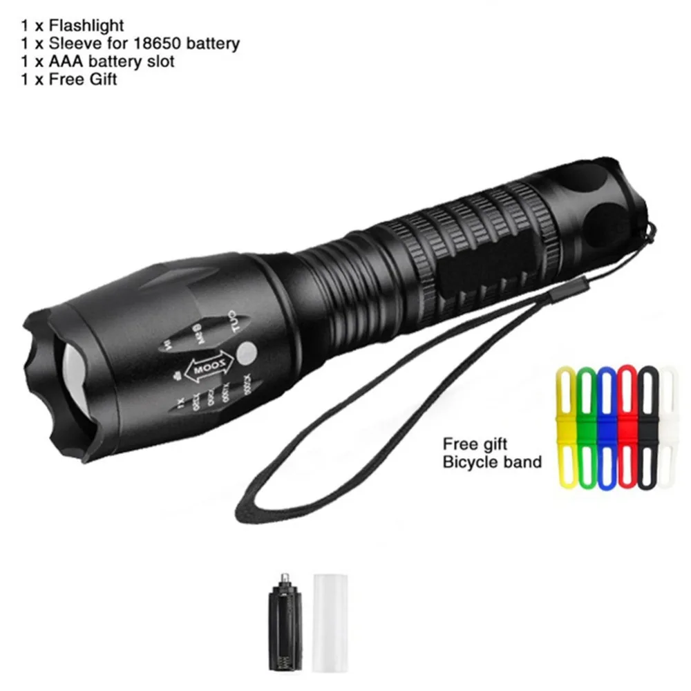 5 Modes 3800 Lumens XML-T6 LED Flashlight Waterproof Zoomable Torch 18650 Battery+Charger+Free gift | Освещение