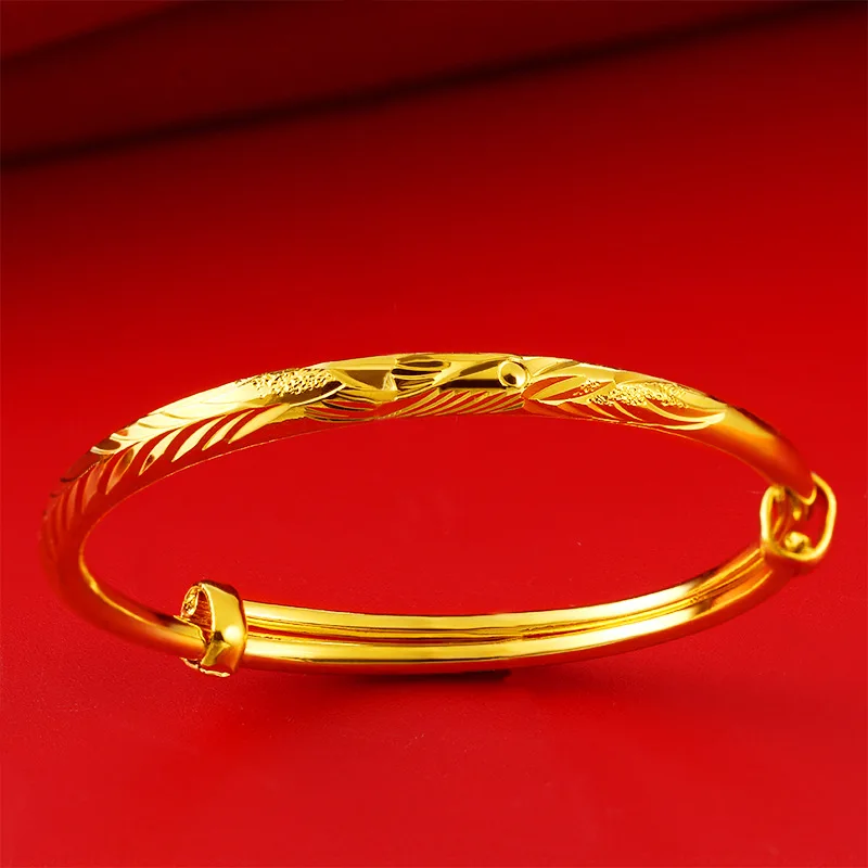 Simple Gold Bangle for Children designs Good Auspicious Dragon