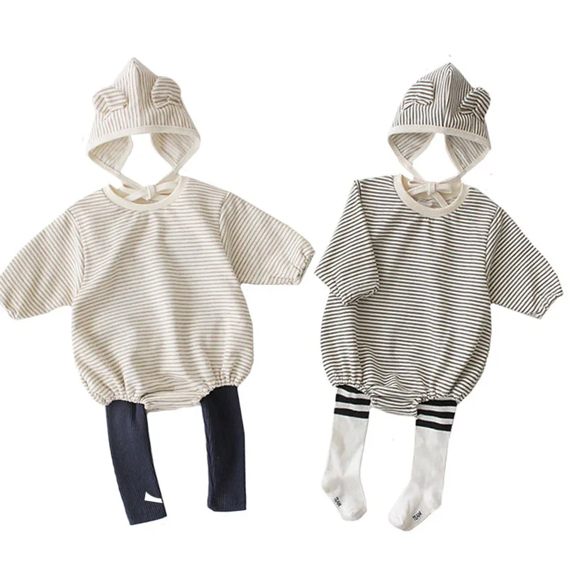 Baby Body Boy Rompers Baby Girl jumpsuit Baby Stripe Cute Small Ear Hat + Long Sleeve Top Cotton 2 Piece Set Newborn Clothes 
Baby Body Boy Rompers Baby Girl jumpsuit Baby Stripe Cute Small Ear Hat + Long Sleeve Top Cotton 2 Piece Set Newborn Clothes