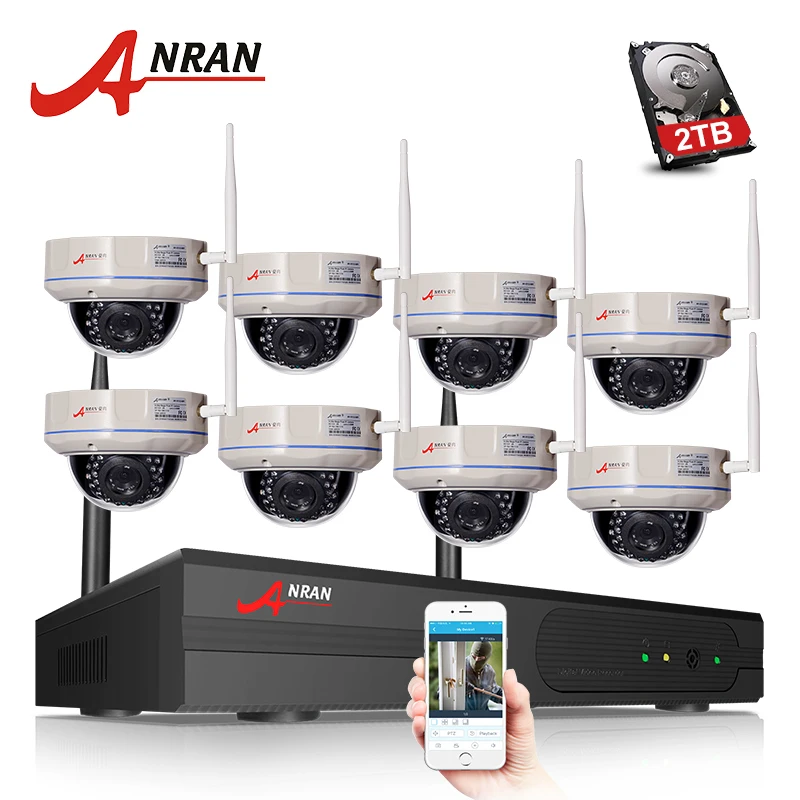 

ANRAN CCTV 8CH P2P 1080P WIFI NVR 30 IR Outdoor Vandal-Proof Dome Video Wireless IP Camera Surveillance Security System 3TB HDD