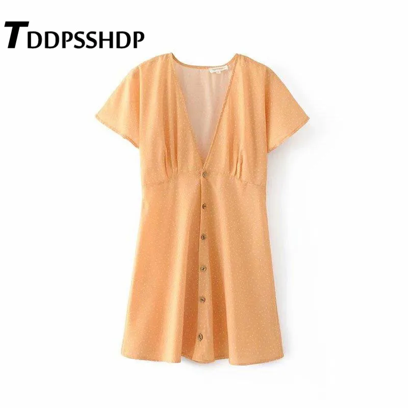 Candy Orange Color Women Dress 2019 Summer Short Sleeve Deep V Neck Single Breasted Female Dresses
Candy Orange Color Women Dress 2019 Summer Short Sleeve Deep V Neck Single Breasted Female Dresses