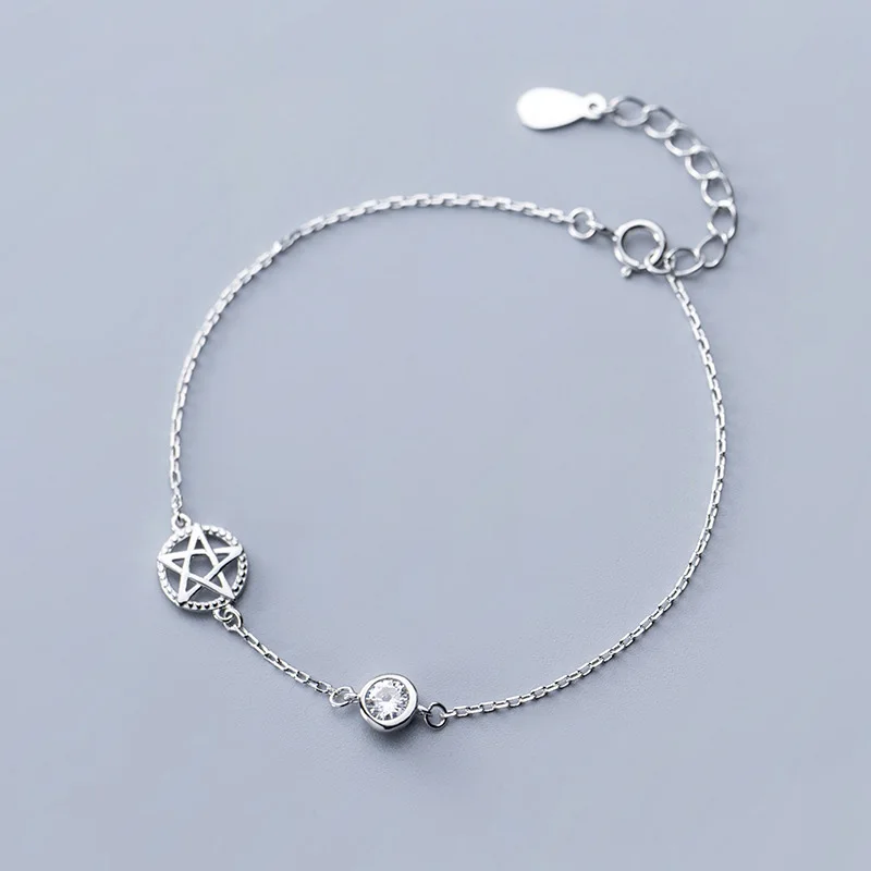 La MaxZa Star Pentagram Crystal Charm Silver Bracelet 925 Women Jewelry Chain Minimalist 925 Sterling Silver Bracelets For Women
La MaxZa Star Pentagram Crystal Charm Silver Bracelet 925 Women Jewelry Chain Minimalist 925 Sterling Silver Bracelets For Women
