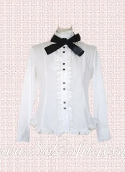 Lolita Black Bowtie WhtleLong Sleeves Cotton Blouse 
Lolita Black Bowtie WhtleLong Sleeves Cotton Blouse
