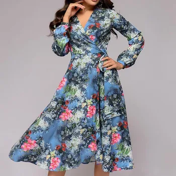 women's summer sundress Women Printing A-line Elegant Lantern Sleeve Knee-Length V Neck Vintage Dress Vestidos Charming Clothing
women's summer sundress Women Printing A-line Elegant Lantern Sleeve Knee-Length V Neck Vintage Dress Vestidos Charming Clothing
