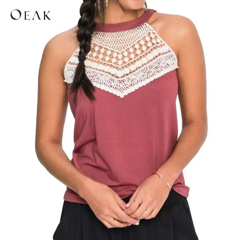 OEAK Women Fashion Sleeveless Lace Crochet Hollow Out Vest Tanks Top 2018 Casual Halter T-Shirt Camisole Female Plus Size Tops
OEAK Women Fashion Sleeveless Lace Crochet Hollow Out Vest Tanks Top 2018 Casual Halter T-Shirt Camisole Female Plus Size Tops